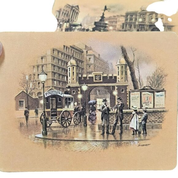 Set Of 6 Vintage Street Scene Coasters By Seerey Lester Signed Rectangle Retro - Picture 10 of 16